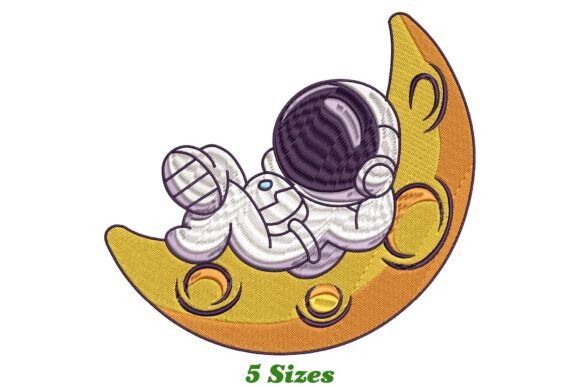 Astronaut on Moon Embroidery Design