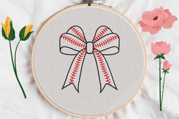 Bow Basellbal Embroidery2