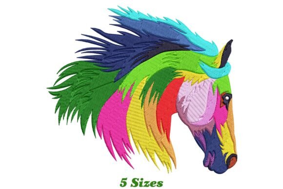 Colorful Horse Head Embroidery Design