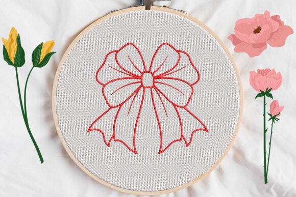 Red Bow Applique: A Seasonal Embroidery Staple