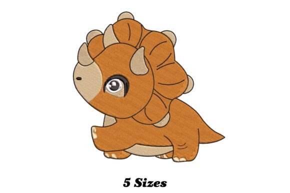 Triceratops Dinosaur Embroidery Design